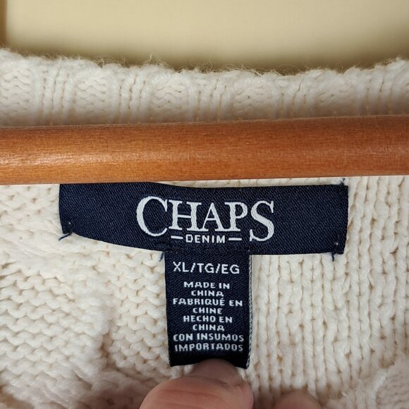 CHAPS Denim Women's Heritage Cream Cable Boxy Sweater Vest Sz XL - Picture 6 of 14